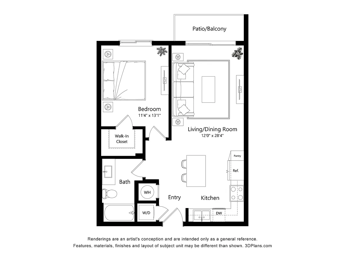 Floor plan 1 Bedroom | 1 Bathroom