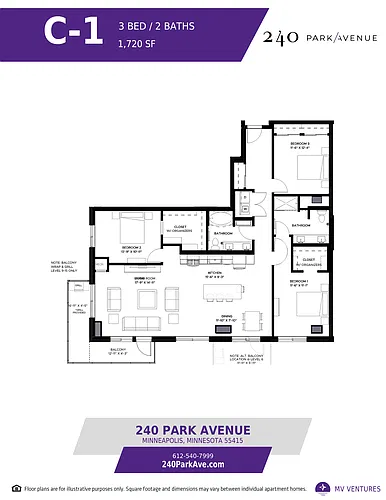 Floor plan $1.83/sq.ft. - Three Bedroom C-1