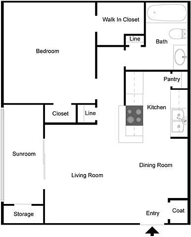 Floor plan 1 Bedroom 1 Bath