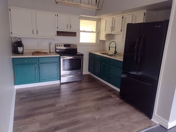 Kitchen just off the dining area.