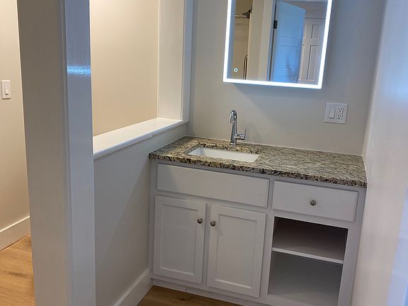 New marble in the bath and kitchen.