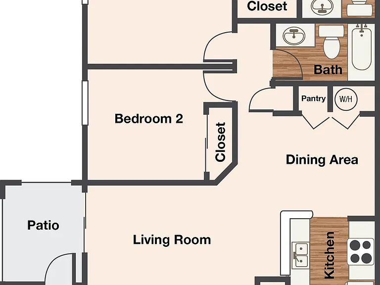 2 Bed 2 Bath Floorplan 2 Bed 2 Bath Floorplan
