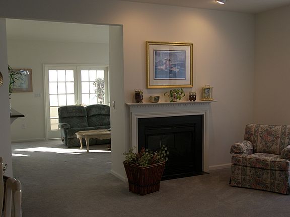 Close up of double sided fireplace