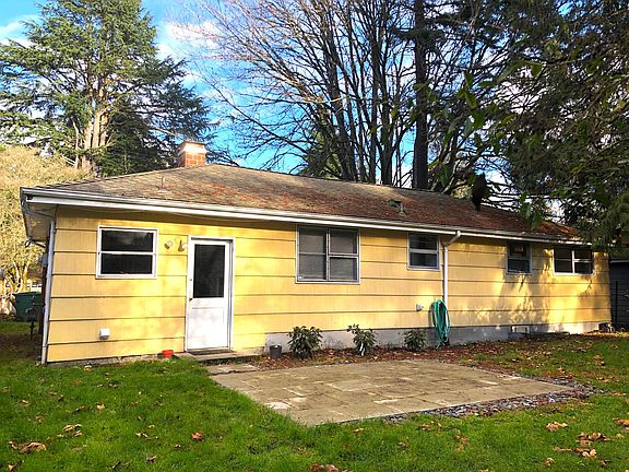 The backyard is private and fenced. And the patio provides the perfect spot for dining outdoors.