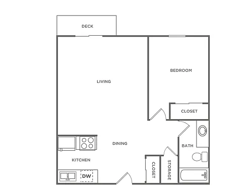 Floor plan One Bedroom - Renovated