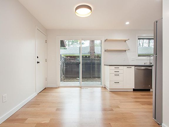 Open floor plan flows to private back yard