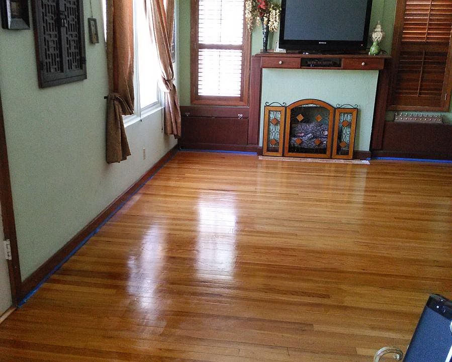 Living room newly refinished floors