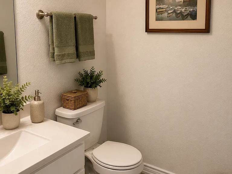 Half bath located downstairs right by the office!