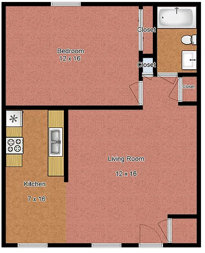 Floor plan 1 Bedroom 1 Bathroom