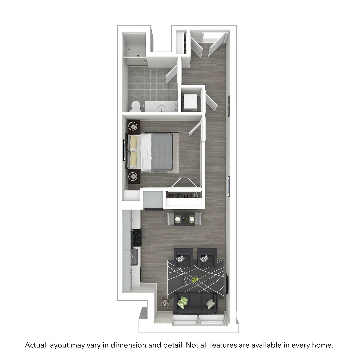 Floor plan 1x1 545 SF