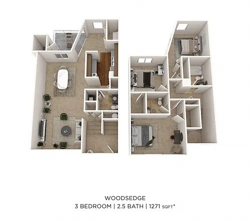 Floor plan Three Bedroom Townhome
