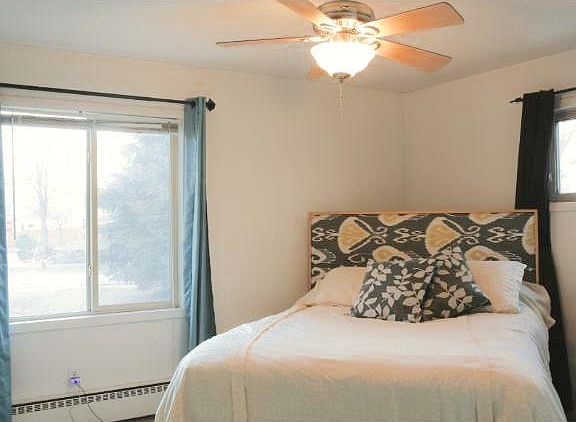 Master bedroom with oversized closets