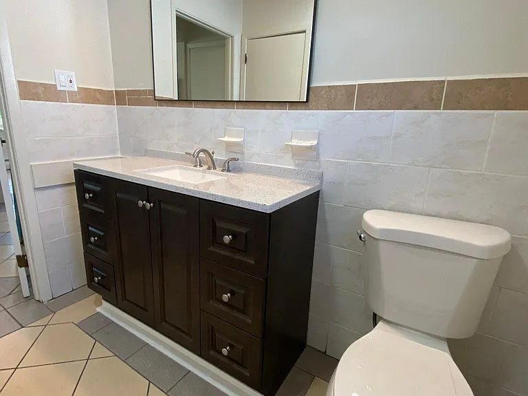 New 48" vanity and led lighting. New toilet too!