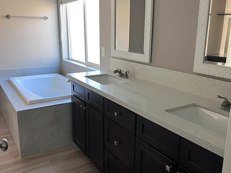 Large master bathroom.