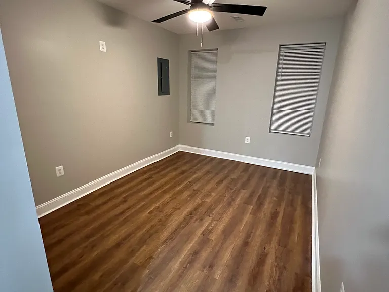 Rear Bedroom 2 with Modern Fan and double windows