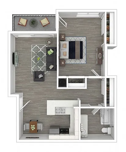 Floor plan 1 Bed 1 Bath Plan A