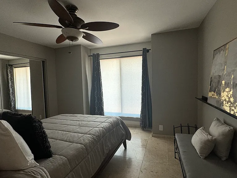 FURNISHED. 2nd. Guestroom. Queen size bed, ample closet space, room for a desk and chair if needed.