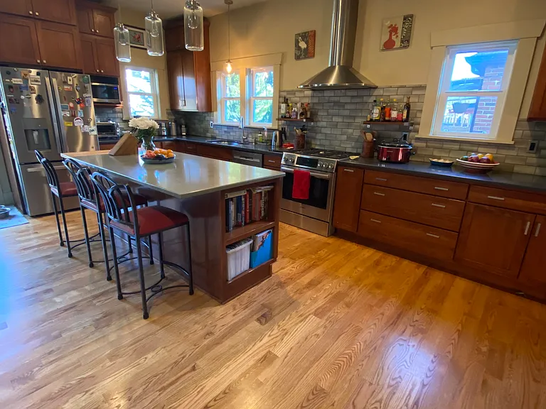 Another view of island with seating for 3