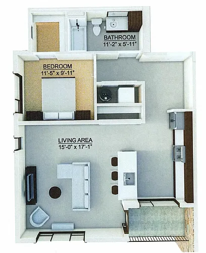 Floor plan 1 Bedroom C - NO PATIO