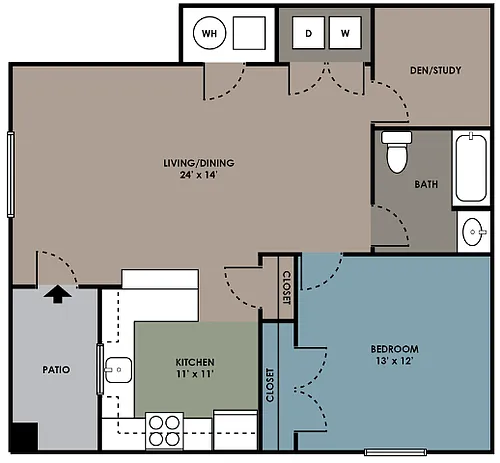 Floor plan 1 Bedroom 1 Bathroom