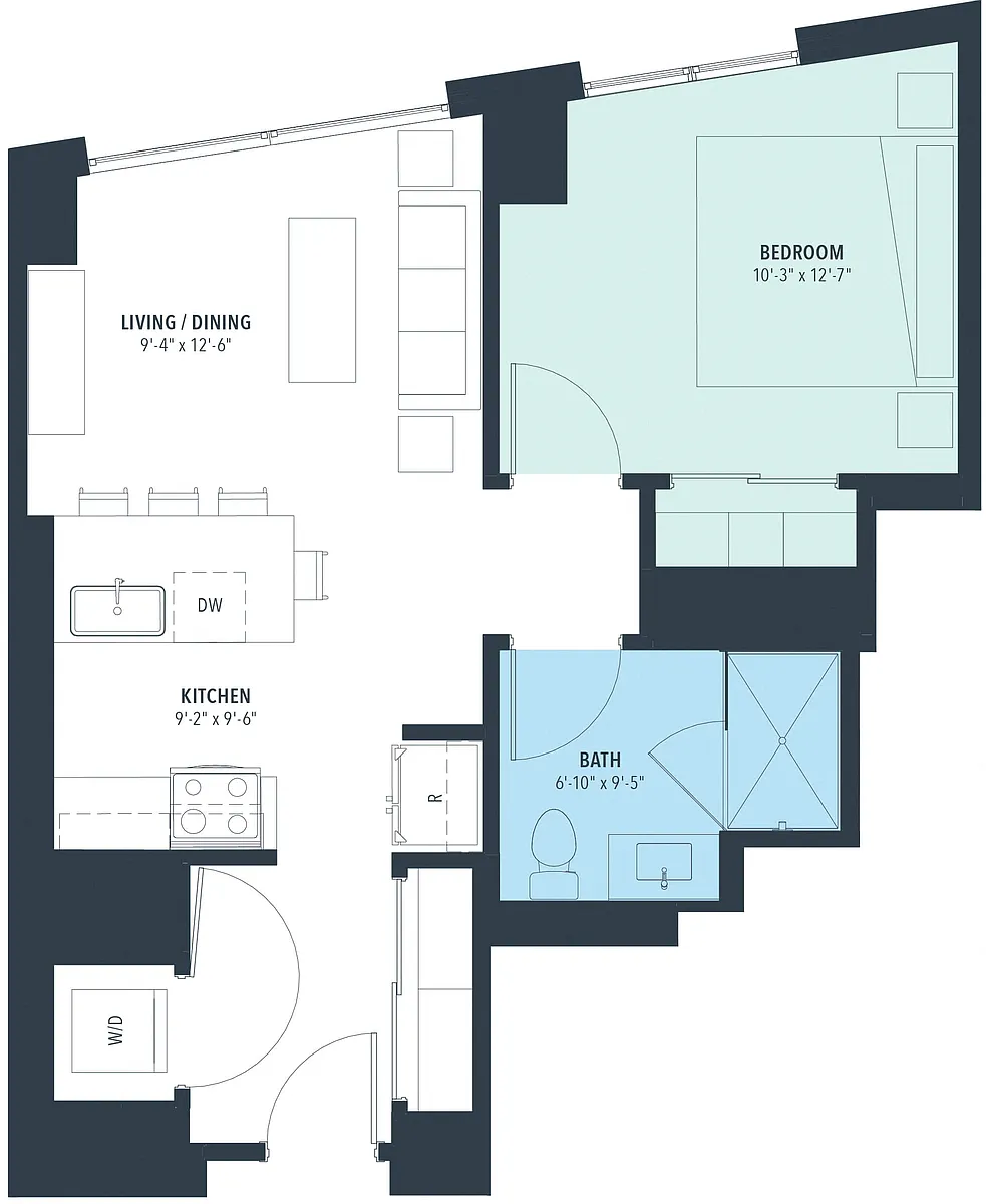 Floor plan 1 Bed/1 Bath-a10a