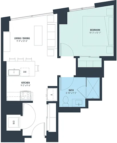 Floor plan 1 Bed/1 Bath-a10a