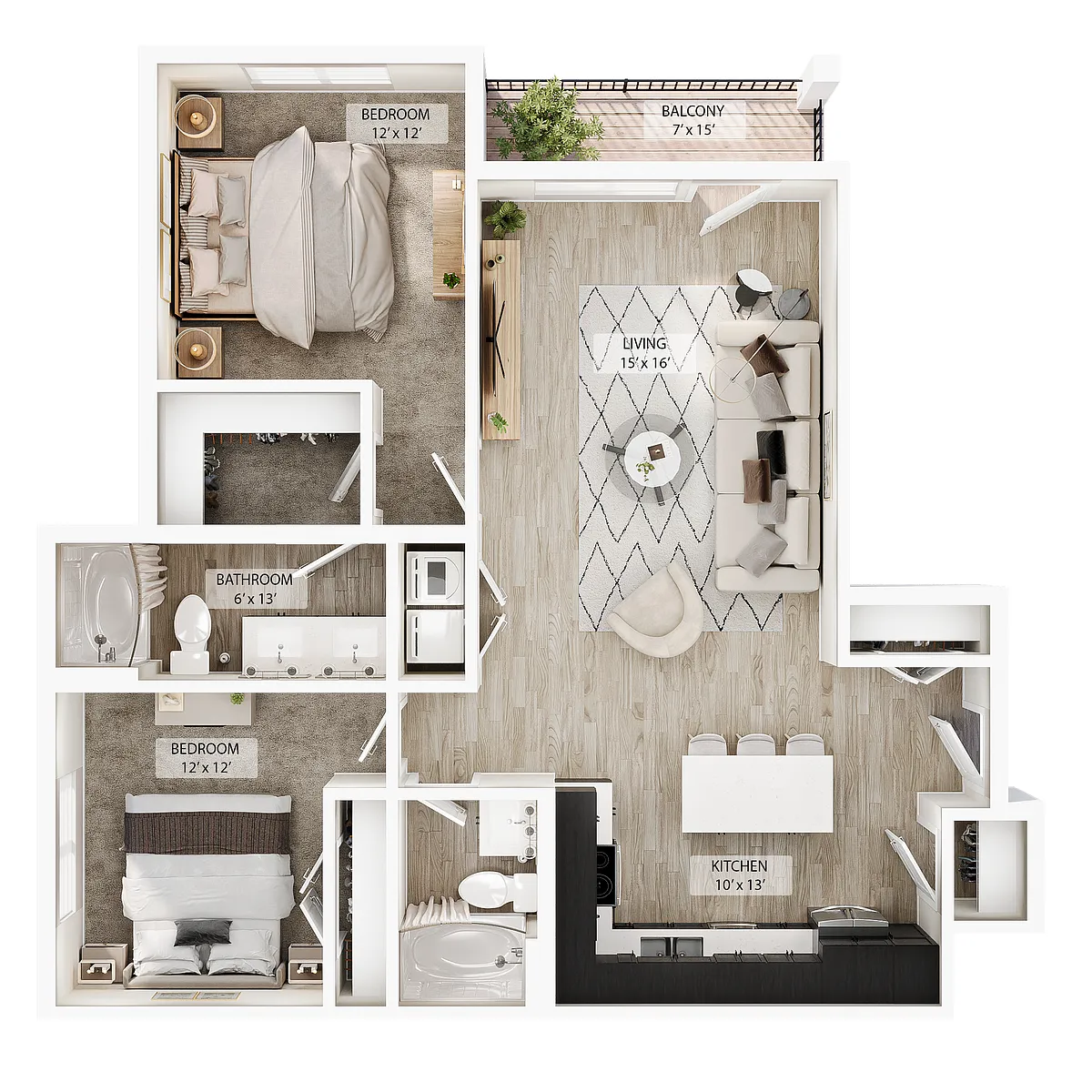 Floor plan 2 BR Birch Summit