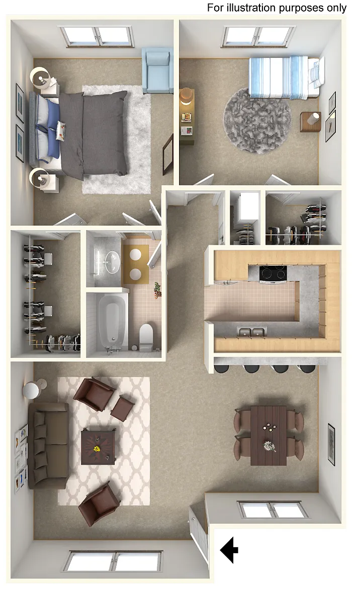 Floor plan 2 Bed 1 Bath