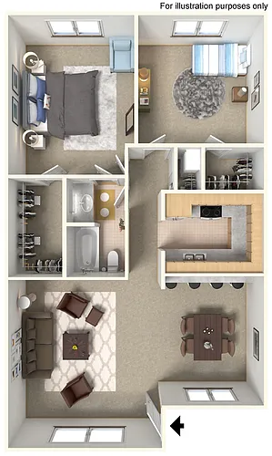 Floor plan 2 Bed 1 Bath