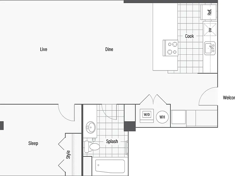 B | 1-Bedroom Floorplan B | 1-Bedroom Floorplan