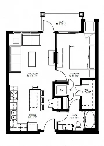 Floor plan One Bedroom - B