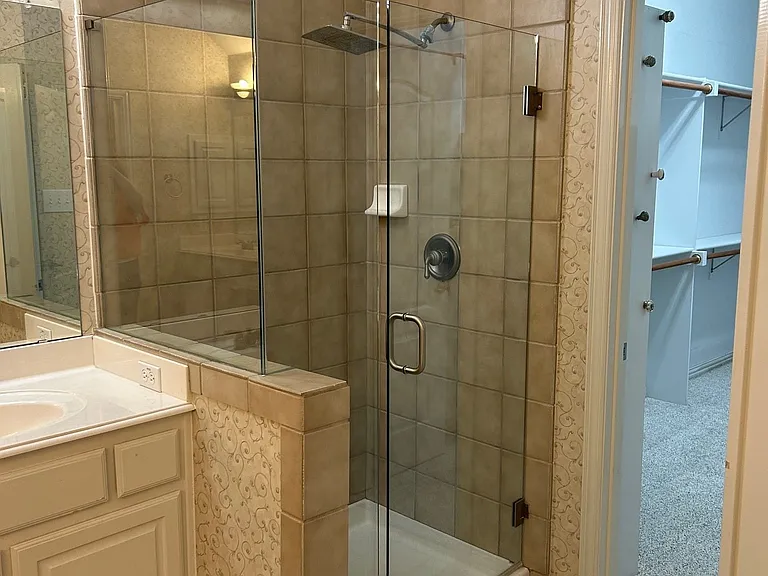 Separate shower.