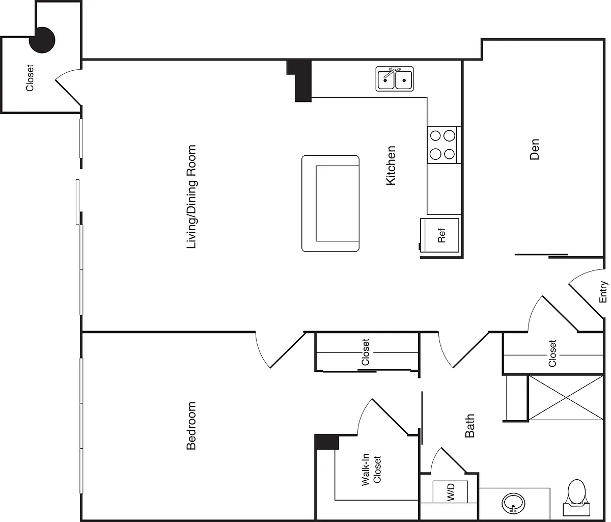 Floor plan 1x1+Den - E