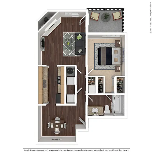 Floor plan One Bedroom, One Bathroom
