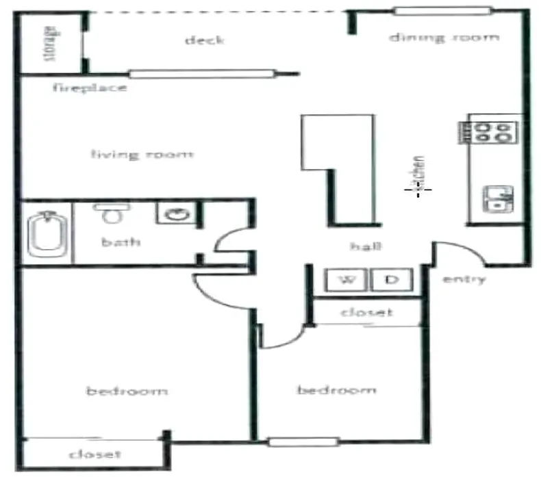 Floor plan 2 Bedroom / 1.0 Bath