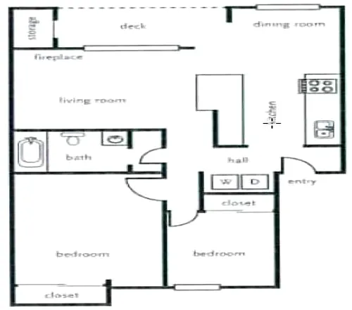 Floor plan 2 Bedroom / 1.0 Bath