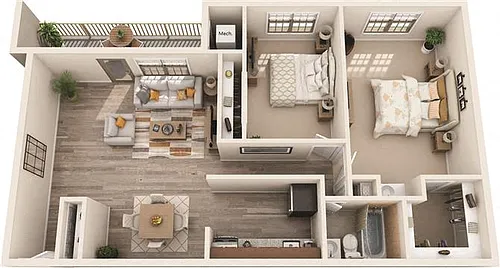Floor plan 2Bed 1.25Bath