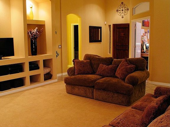 Family Room & Entry With Custom Mahogany Door