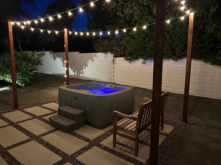 spa with jets and fairy lights