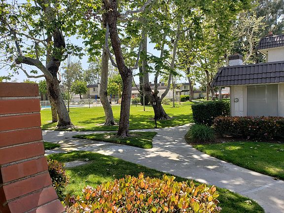 View into greenbelt / swimming pool from front door