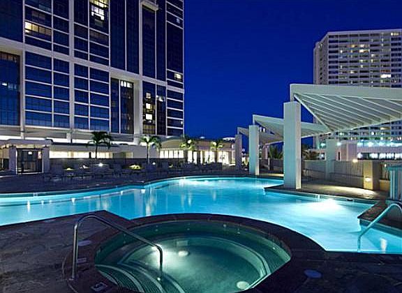 Night view of the pool