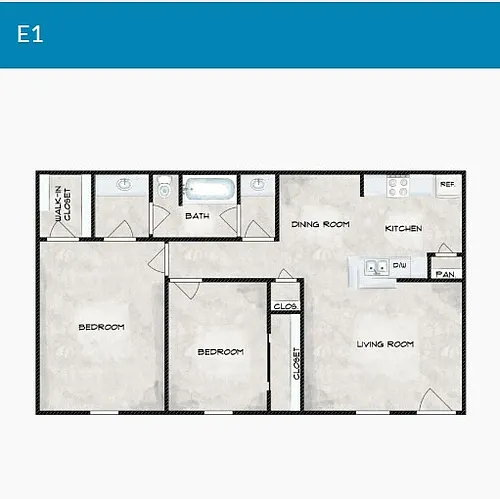Floor plan 2 Bedroom 1 Bathroom