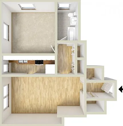 One bedroom floor plan One bedroom floor plan