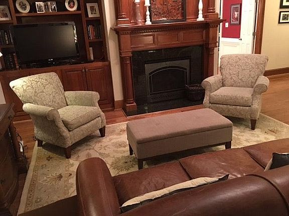 Leather couch in Family Room