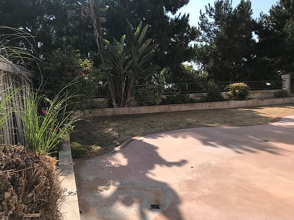 Back yard cemented area and yard