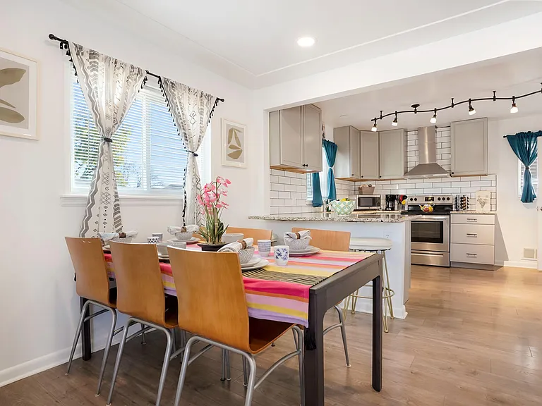 Upstairs dining and kitchen