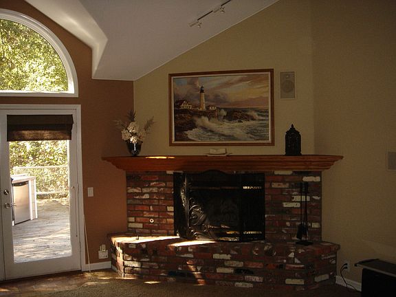 fireplace in den