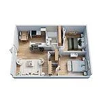Floor plan 2 bed | 1 Bath Affordable