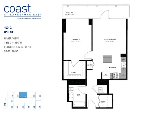 Floor plan 1x1C