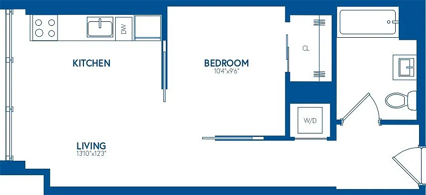 Floor plan 1 Bedroom, 1 Bath - 512